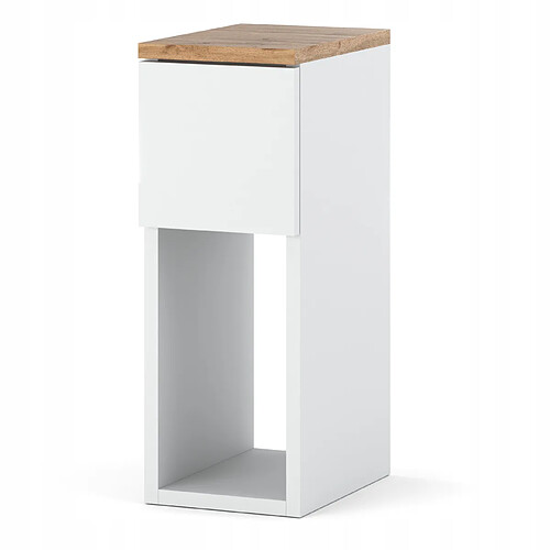 Stiv-Meubles Table de chevet scandinave blanche et chêne Wotan, étroite 20cm avec tiroir, table de nuit