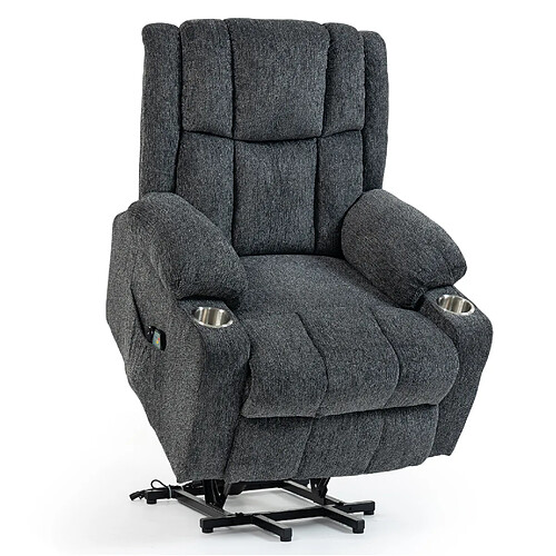 STILVORA Fauteuil releveur électrique gris foncé en velours avec massage et chaleur