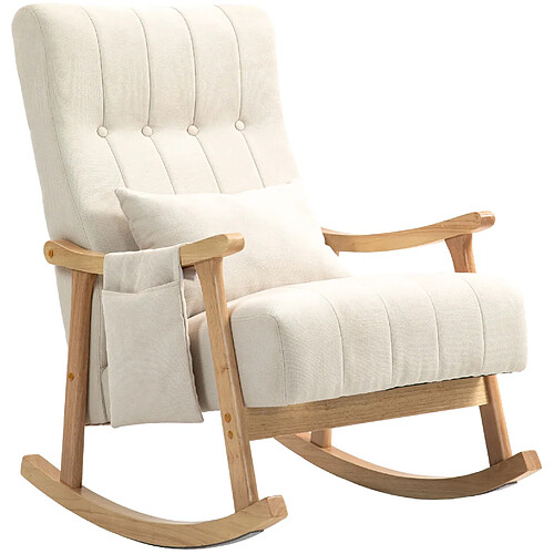 STILVORA Fauteuil à bascule 65/90/98 cm beige en polyester avec poche latérale