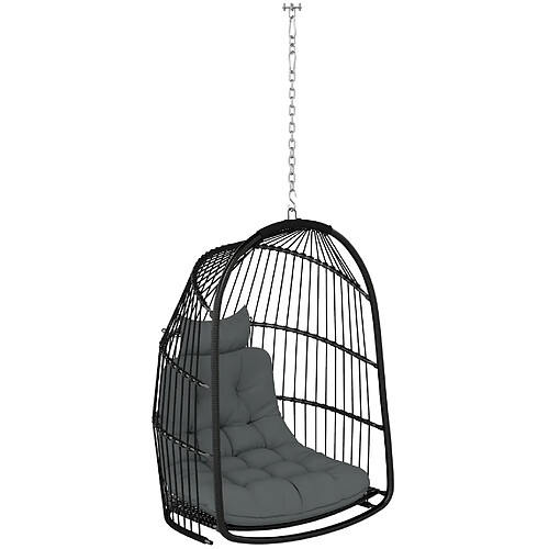 STILVORA Fauteuil suspendu 74/68/105 cm gris foncé en acier pliable intérieur extérieur