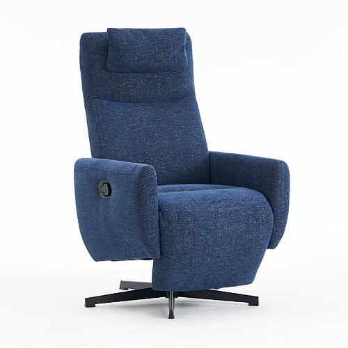 STILVORA Fauteuil relax 67/80,5/110 cm bleu en chenille avec rotation 360°