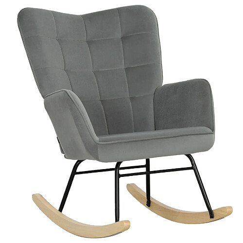 STILVORA Fauteuil à bascule 98/71/101 cm gris foncé en polyester avec dossier capitonné