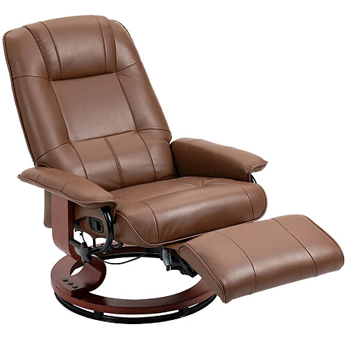 STILVORA Fauteuil relax 78/87/100 cm marron en cuir synthétique avec dossier inclinable