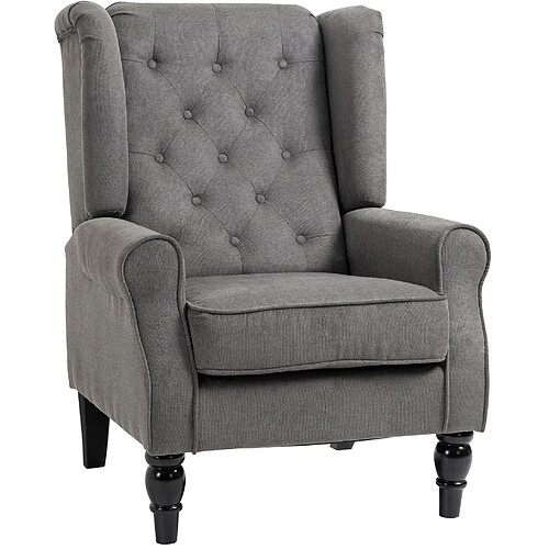 STILVORA Fauteuil relax 74/86/102 cm gris foncé en polyester avec capitonnage