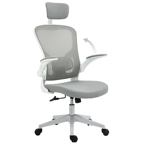 STILVORA Chaise de bureau 64/65/114-122 cm grise en plastique avec appuie-tête réglable