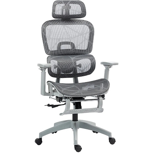 STILVORA Chaise de bureau 66/64/114-122 cm grise en polyester avec repose-pieds