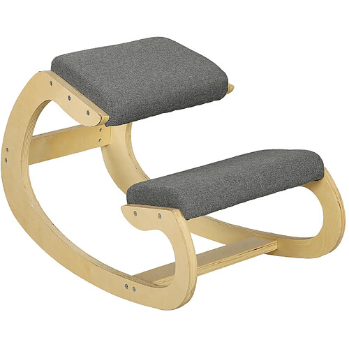 STILVORA Tabouret à genoux 85/54,5/54 cm gris en bois avec fonction bascule