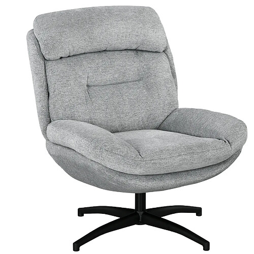 STILVORA Fauteuil pivotant 79/91/98 cm gris en polyester avec rotation à 360°
