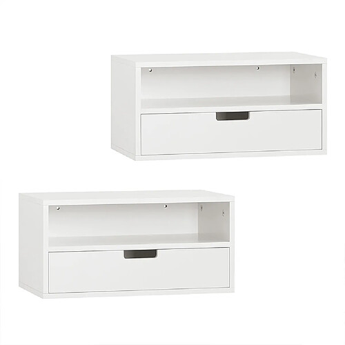 SoBuy Commodine suspendue avec 2 rangements blanc 45x25x22 cm NKD03-WX2