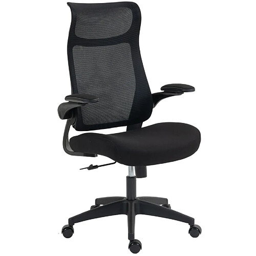 STILVORA Chaise de bureau 64/65/108–118 cm noire en plastique avec accoudoirs 3D