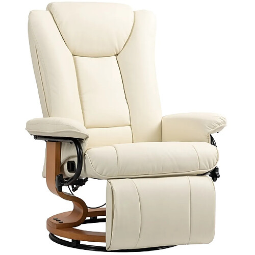 STILVORA Fauteuil relax 78/88/103 cm blanc crème en similicuir avec rotation 360°