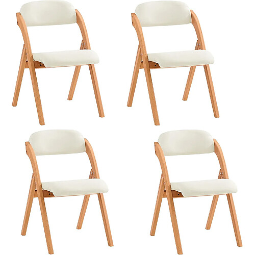 SoBuy Chaise pliante imbottie en bois blanc cassé 47.5x46x77 cm FST92-Wx4