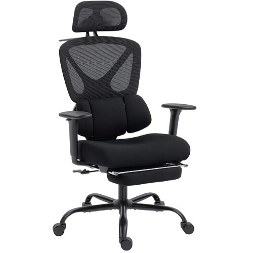 STILVORA Chaise de bureau ergonomique noir en plastique avec appui-tête réglable