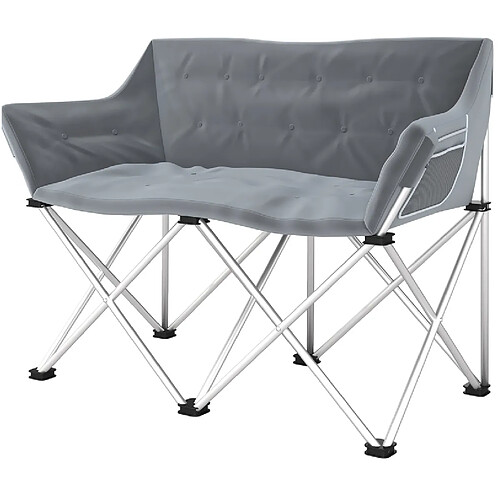 STILVORA Chaise de camping 2 places 120/57/95 cm grise en métal pliable