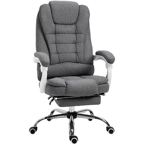 STILVORA Fauteuil de bureau 65/70/110-118 cm gris en fer avec repose-pieds rabattable