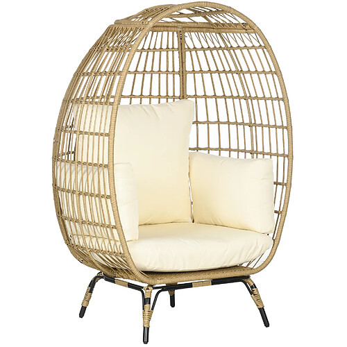 STILVORA Fauteuil de jardin 105/90/148 cm kaki en acier avec coussins épais
