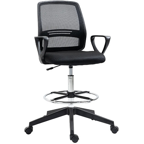STILVORA Chaise de bureau 68/66/100–120 cm noire en plastique avec repose-pieds réglable
