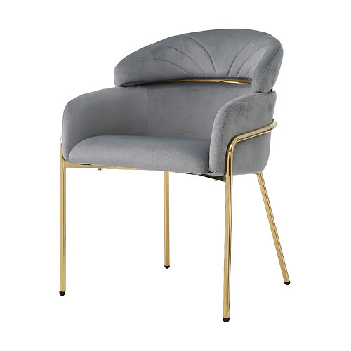 STILVORA Chaise de salle à manger grise en velours avec pieds en métal ergonomique
