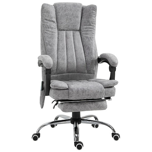 STILVORA Fauteuil de bureau 62/67/113-120 cm gris en mousse avec massage et chaleur