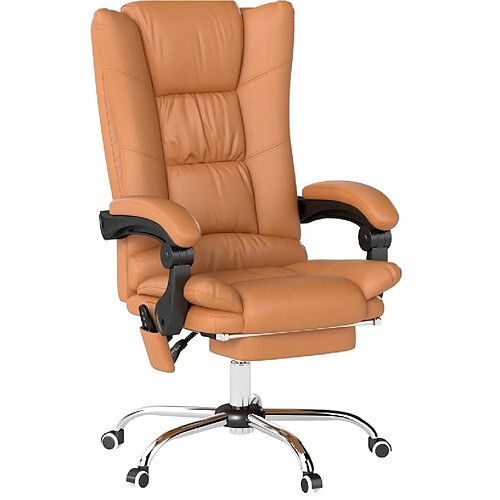 STILVORA Chaise de bureau 64/70/110-118 cm marron en simili cuir avec massage chauffant