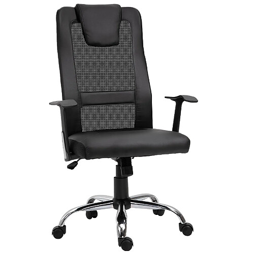 STILVORA Fauteuil de bureau 66/73/108-118 cm noir en cuir reconstitué avec bascule