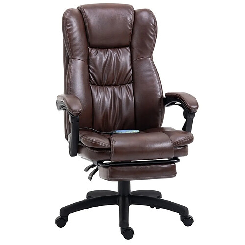 STILVORA Fauteuil de bureau 68,5/68,5/113-121 cm marron en similicuir avec massage
