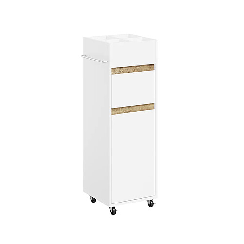SoBuy Armoire haute sur roulettes avec porte-serviettes blanc 30x33x91.5 cm