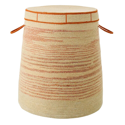 Paris Prix Panier Avec Couvercle en Jonc Galene 60cm Naturel & Orange