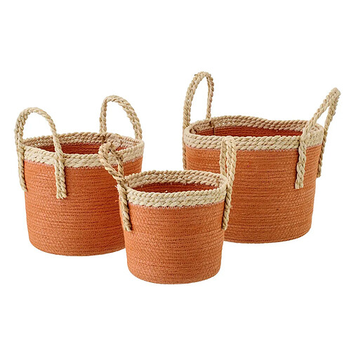 Paris Prix Lot de 3 Paniers de Rangement Issac 29cm Orange