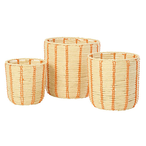Paris Prix Lot de 3 Paniers de Rangement Trenton 35cm Naturel & Orange