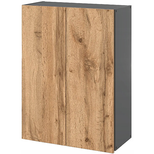 Stiv-Meubles Armoire murale GRIS + Chêne Wotan 60cm - Meuble haut et colonne pour salle de bain