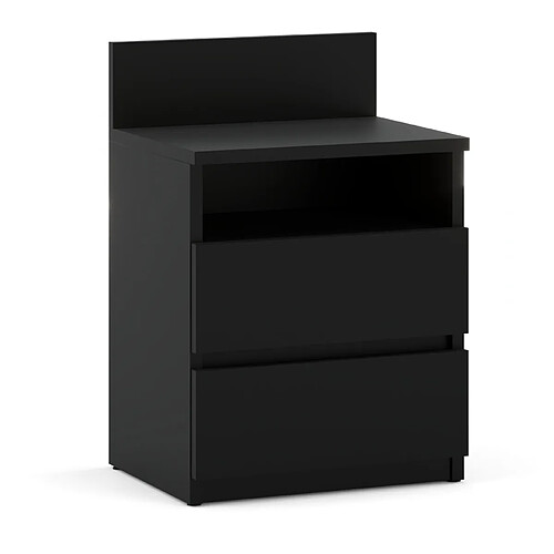 Stiv-Meubles Table de chevet NOIRE 40 cm, 2 tiroirs, meuble de nuit pour chambre à coucher
