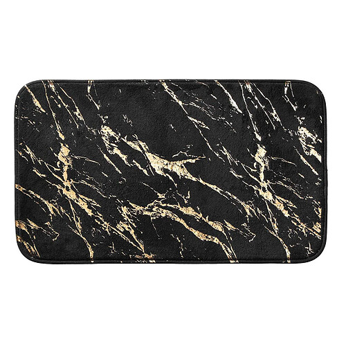 Douceur D'Interieur Tapis de Bain Imprimé Aquamarbre 45x75cm Noir & Or