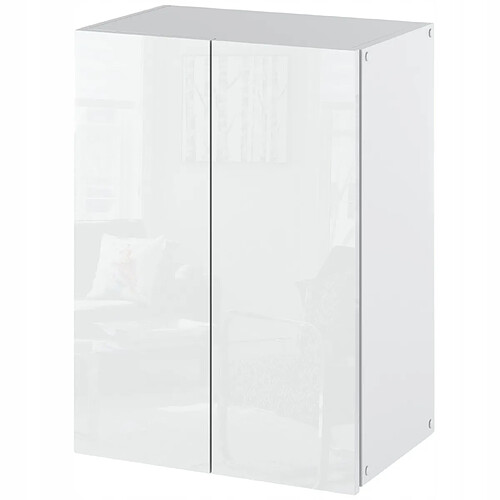 Stiv-Meubles Armoire murale Blanc Brillant 40x25x60cm - Meuble haut et colonne pour salle de bain