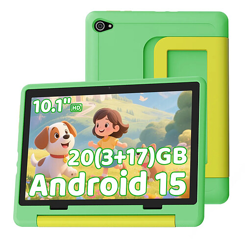 byxsb Tablette Enfant Android 15 10,1", 20 Go RAM, 64 Go ROM, Contrôle Parental VERT