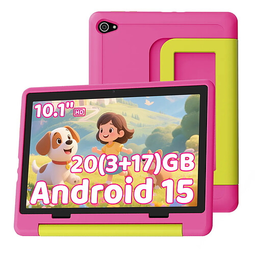 byxsb Tablette Enfant Android 15 10,1", 20 Go RAM, 64 Go ROM, Contrôle Parental ROSE