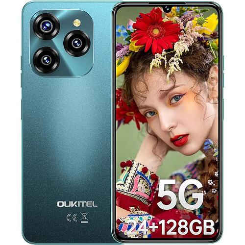 Smartphone OUKITEL C50 5G 24Go+128Go batterie 5150mAh écran 6,8" Android14 Vert