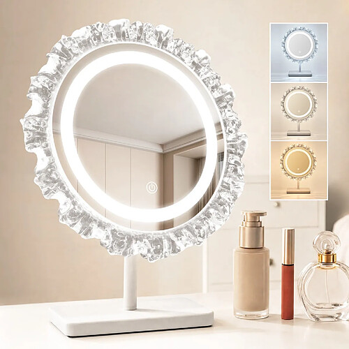 ZMH Miroir de maquillage avec éclairage 30×38 cm miroir de courtoisie LED à poser