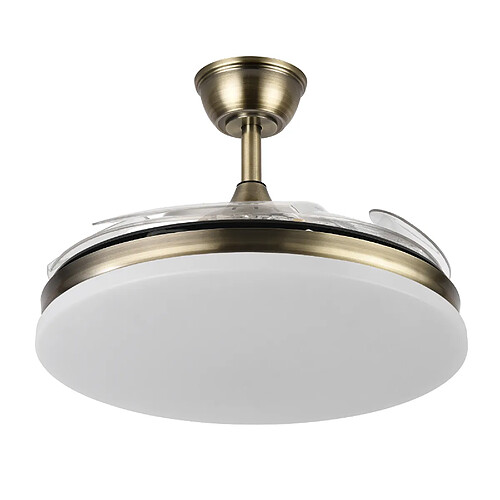 Autres Temps Ventilateur plafond LED Yatek KALA 59W dore pales retractables telecommande