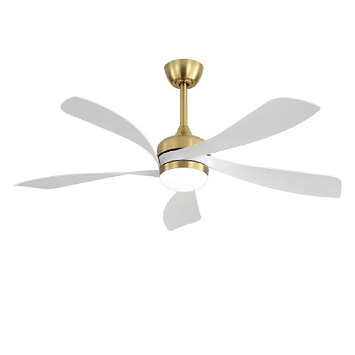ByteLike Ventilateur de plafond lumineux 52 pouces à 5 pales blanches