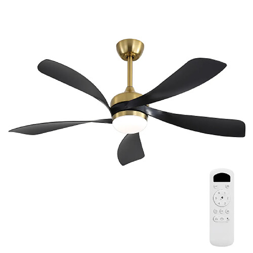 ByteLike Ventilateur de plafond lumineux 52 pouces à 5 pales noires