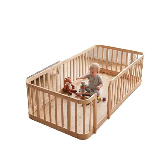 ByteLike Parc modulable en bois naturel 205×95cm pour bébé
