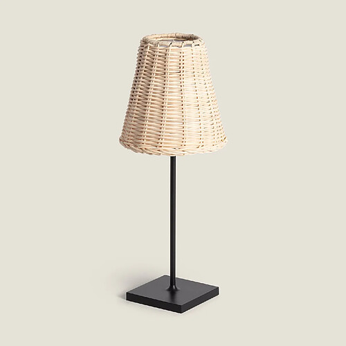 Ledkia Lampe à Poser LED Portable Extérieur Aluminium et Rotin avec Batterie USB