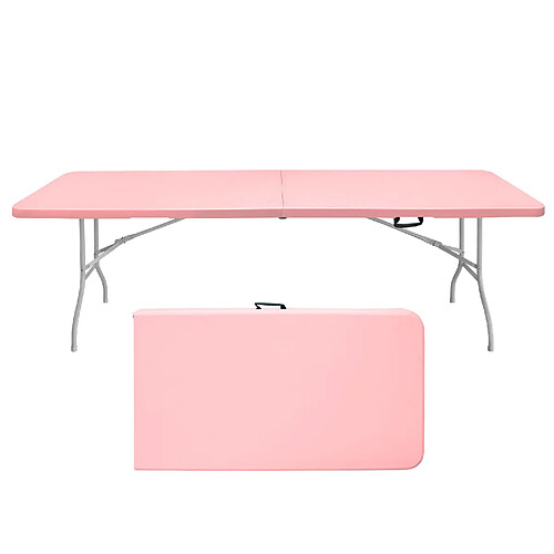 Table Voloson basse de jardin, en métal et plastique, 243.9 x 73.6 x 73.6 cm, rose