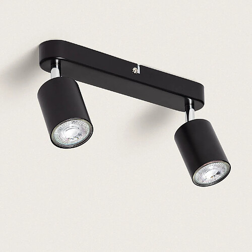 Ledkia Plafonnier Orientable Métal 2 Spots Albus Black Large Noir