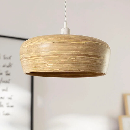 Ledkia Suspension Bambou Shuka Sari ILUZZIA Textile noir