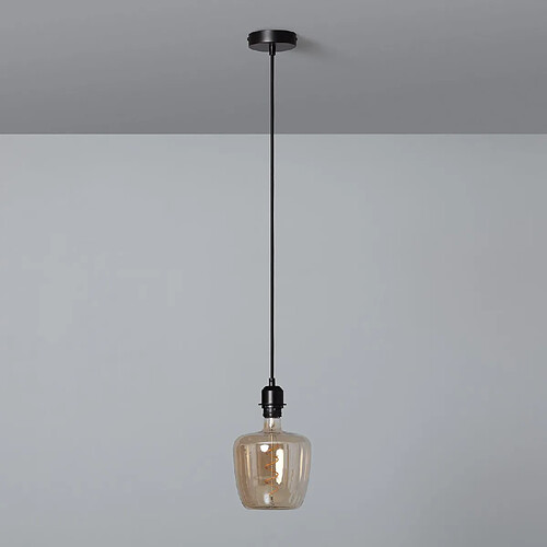 Ledkia Lampe Suspendue Câble Textile Naturel Noir Naomie Noir