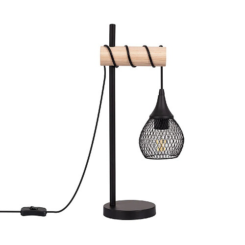 Ledkia Lampe à Poser Métal et Bois Monah Noir