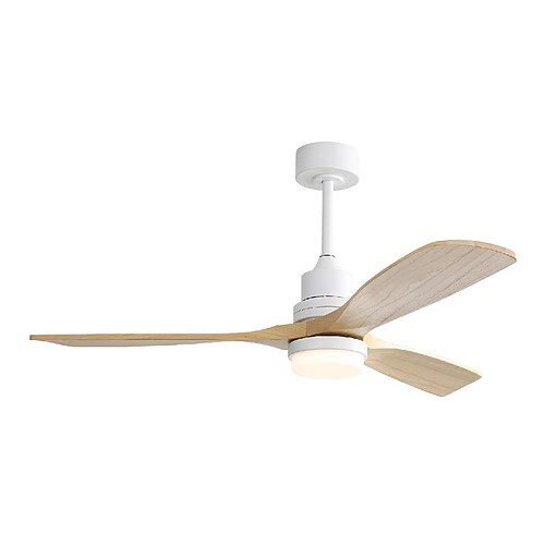 MIVRAY Ventilateur de plafond LED dimmable, moteur DC réversible, métal et bois blanc