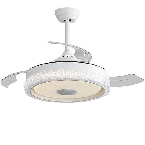 MIVRAY Ventilateur de plafond avec lumière télécommande, moteur DC réversible, PC blanc